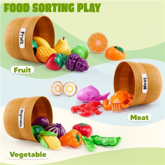 JOYIN Learning Toys Play Food Set for Toddlers, Cutting Food Toy for Preschool - Picture 3 of 7